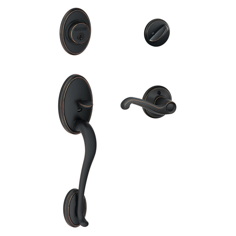 Schlage Wakefield Handleset with Deadbolt and Flair Door Lever and